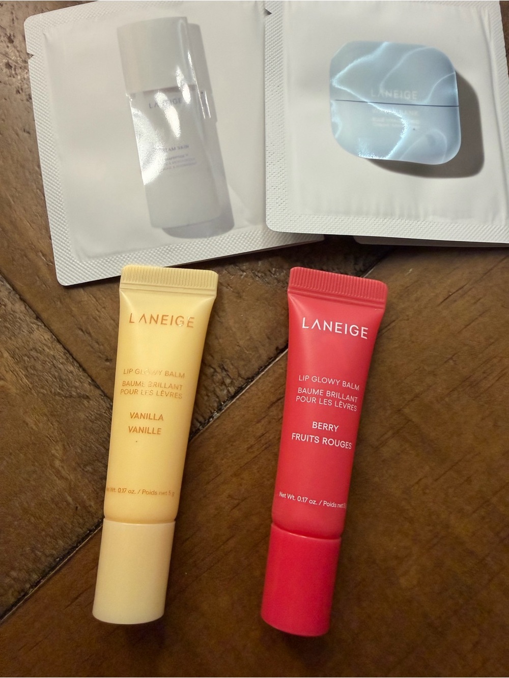 LANEIGE Lip Glowy Balm Mini Duo Berry & Vanilla 0.17 oz Lip Balm Set